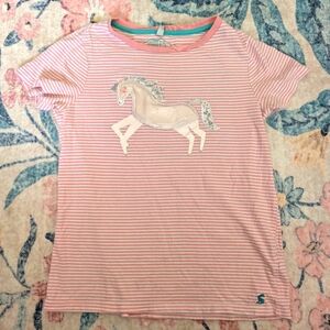 💥3/$24 Joules Pink Stripe Tee‎ With Unicorn